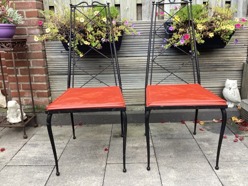 René Prou - 2 chaises en fonte noires - vintage