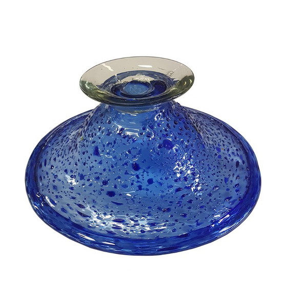 Ciotola a piedistallo in vetro artistico soffiato a mano blu cobalto con schizzi/coriandoli. – Ciotole, Glass (photo 3 of 8)