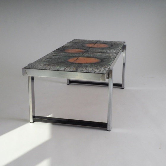 Image 1 of Mid-Century Modern Sunburst Tile Coffee Table
