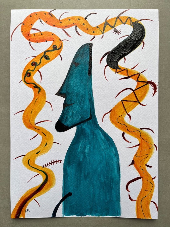 Image 1 of Inkt op getint papier. Formaat 30x21cm.