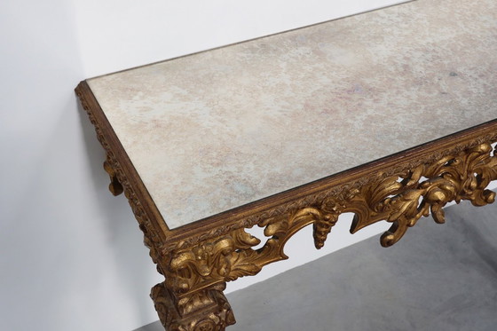 Image 1 of 20th Century Italian Baroque style gilded and carved wall console