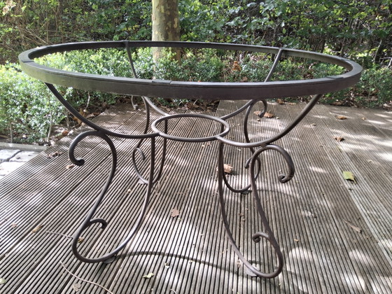 Round Wrought Iron Table With 12 Mm Thick Tempered Frosted Glass (photo 11 of 15)