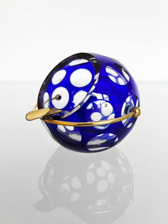 Image 1 of Cendrier vintage Marita Voigt RDA en cristal bleu Harzkristall