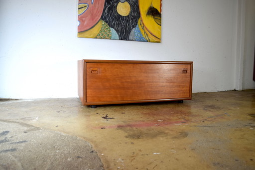 1960s Danish teak hi-fi rack lowboard chest of drawers vintage cabinet