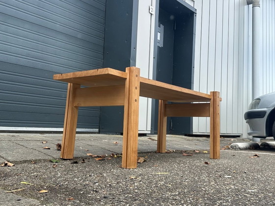 Image 1 of Reconstructie mahoniehouten foyertafel Frankrijk jaren 1960 stijl Jean Prouvé