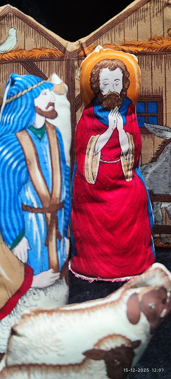 Image 1 of Nativity scene vintage cotton