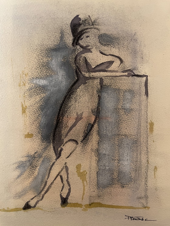 Image 1 of Fashion Sketch Female Portrait "Hat