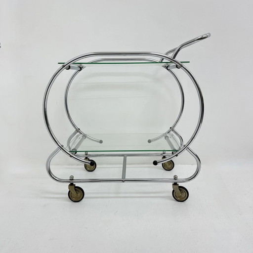 Art deco Bar cart trolley chrome tubular , 1930's