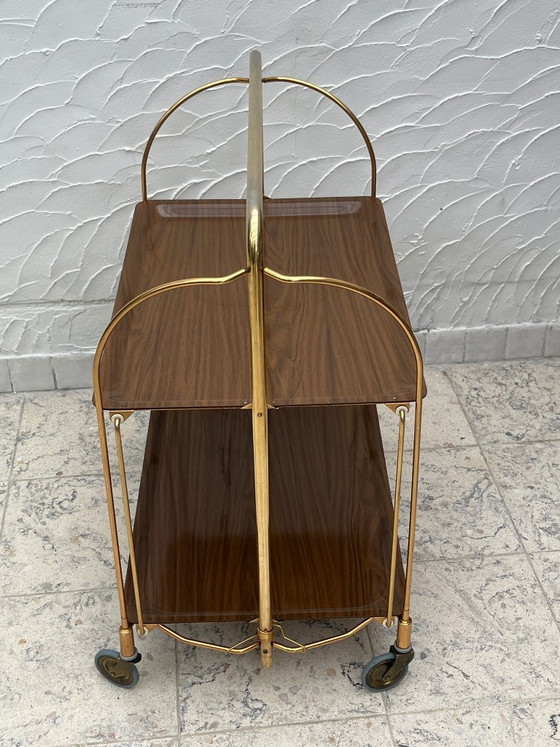 Vintage Vergulde Gerlinol Opvouwbare Serveerwagen – Bremshey, Metaal (photo 14 of 14)