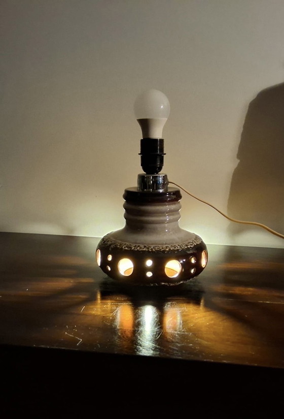 Image 1 of Herda Fat lava keramische tafellamp met originele kap 