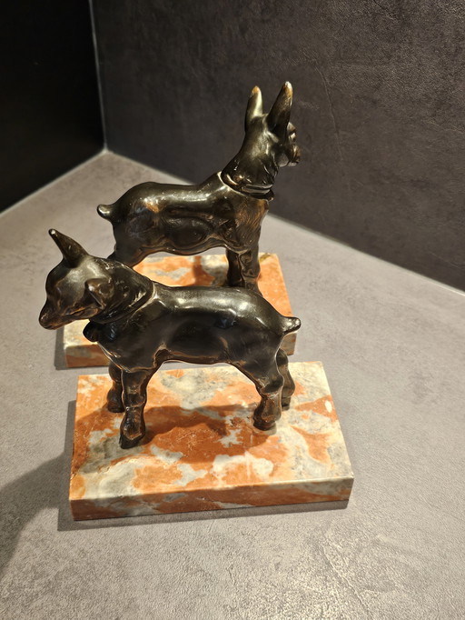 Set of art deco bookends/figurines of lambs