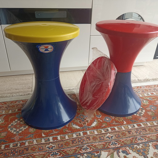 Set Vintage Tam Tam Hocker – Stempel aus den 1990er Jahren – inkl. ungeöffnetem Ersatzsitz