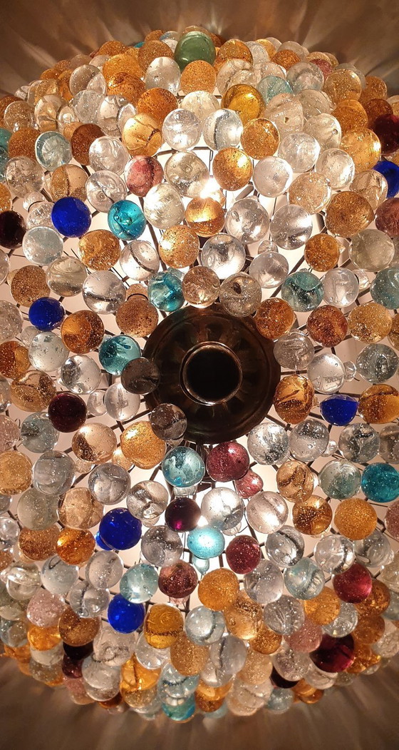 Image 1 of Grande lampe de plafond en verre de Murano en forme de grappe de raisin (37 cm).