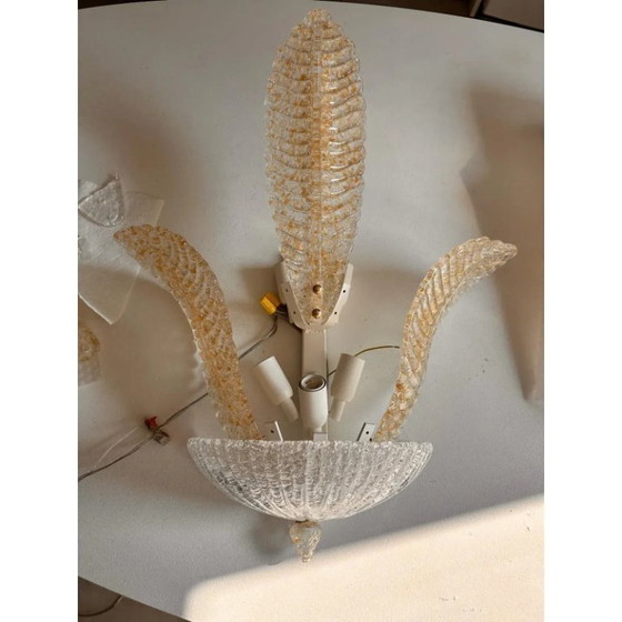 Image 1 of Set van 4 Murano glazen wandlampen in Venetiaans goudkleurig Graniglia bladdesign