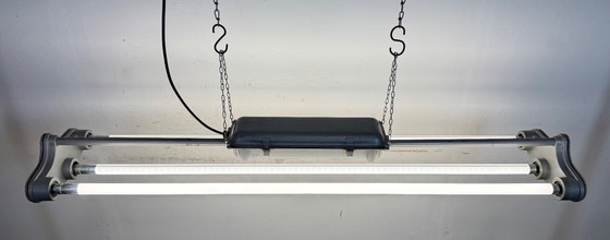 Image 1 of Lampadario industriale grigio a sospensione di Polam Gdansk, anni '70