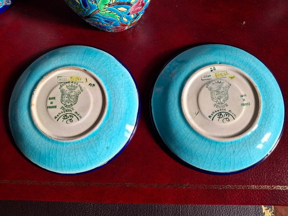 Image 1 of Juego de té esmaltado cloisonné de Longwy