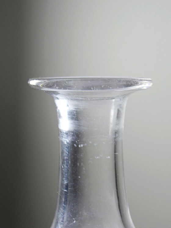 Image 1 of Antique engraved crystal decanter with vegetal decoration, Bohemian 19th-20th century