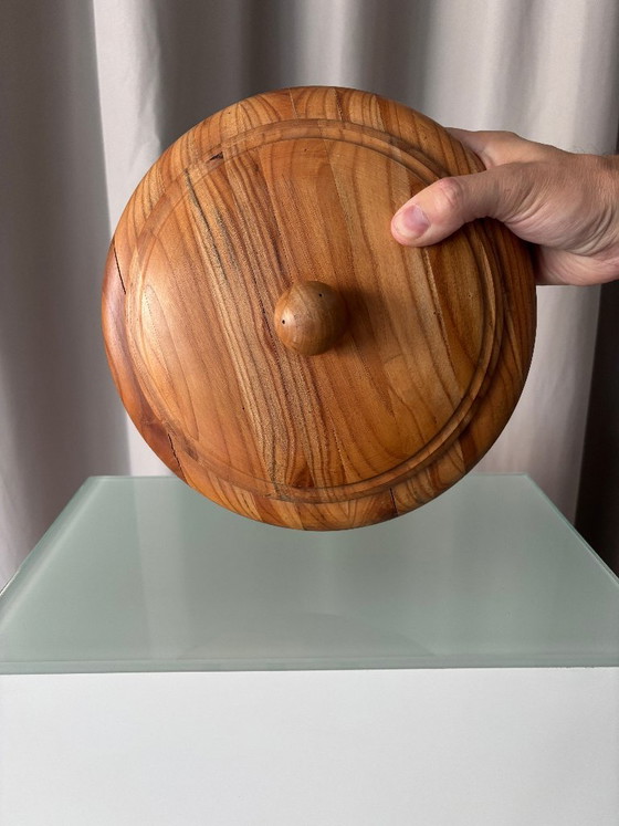 Houten schaal met deksel, bruin, Schalen, Vintage (foto 9 van 10)