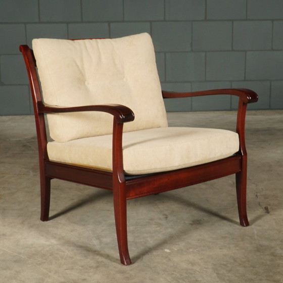 Vintage fauteuils – mahoniehout – jaren 60/70 – Textile (photo 2 of 13)