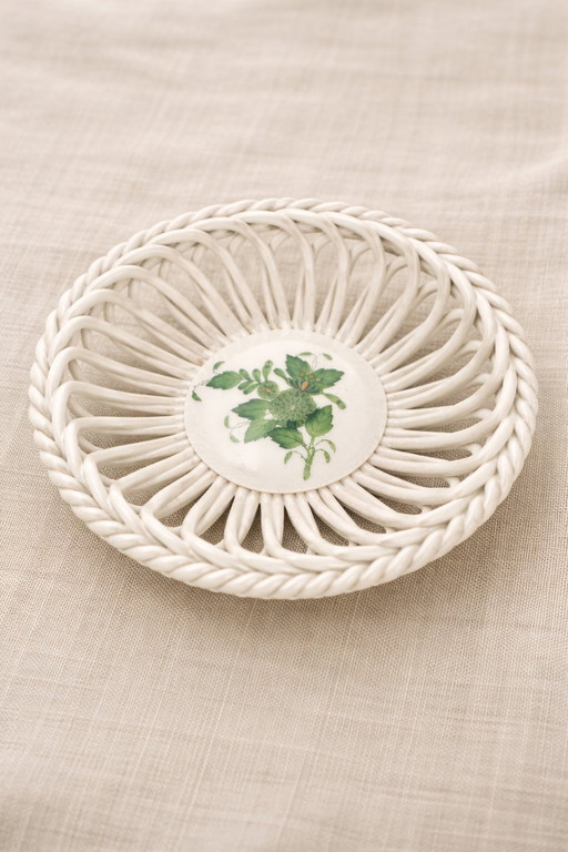 Vintage Herend Hungary Mini Basket Apponyi Green 7373 AV – New in Box