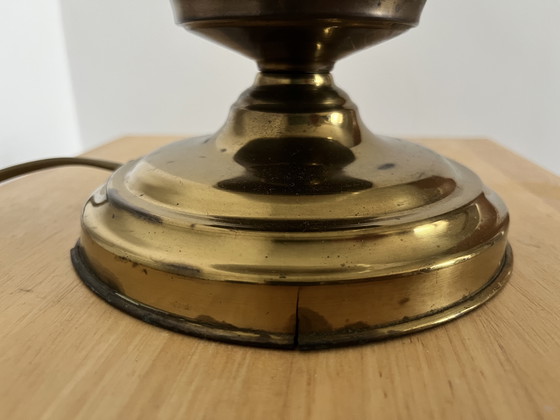 Image 1 of Cool vintage table lamp made of milk glass and brass