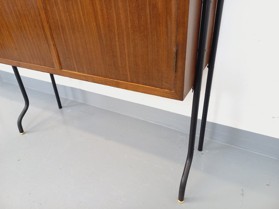 Image 1 of Libreria doppia componibile vintage italiana in legno e metallo degli anni '60