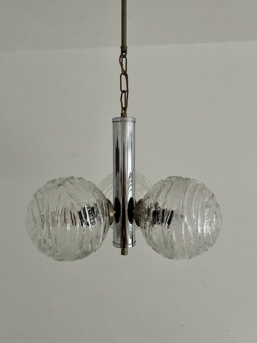 Vintage Pendant Lamp 3 Glass Spheres Fischer Leuchten – hanglampen, Chrome