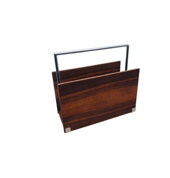 Image 1 of Vintage retro houten lectuurbak | krantenbak palissander hout 