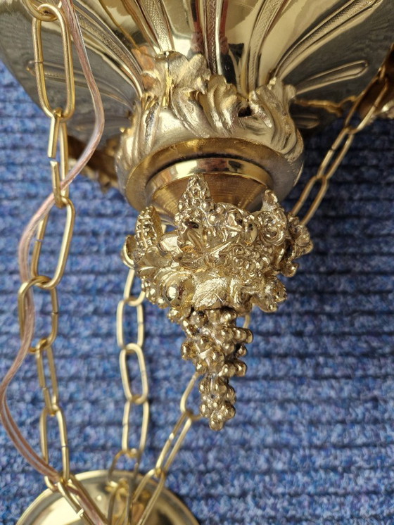 Image 1 of Ceiling lamp - Gilded bronze and glass ceiling lamp Louis XVI.