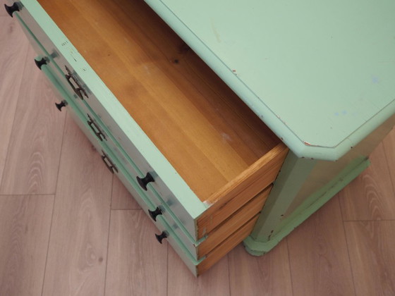 Solid pine chest of drawers painted green, three drawers, Denmark 1950s – Wood (photo 15 of 16)