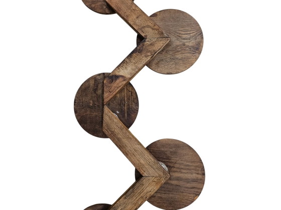 Oak wood wall coat rack / 1960s (photo 8 of 10)