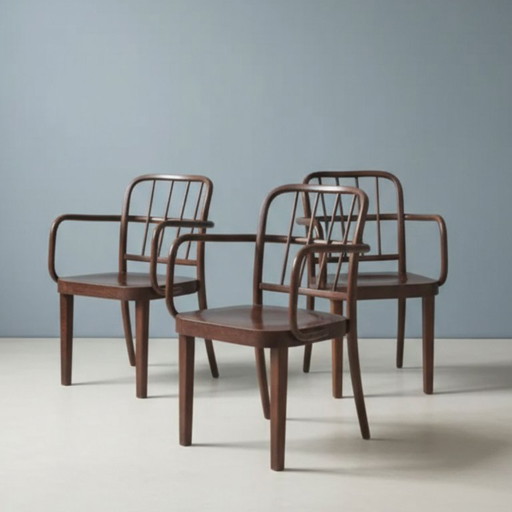Dreiteiliges Set Bugholz-Sessel für Josef Hoffmann für Thonet, Tschechoslowakei, 1930er–1950er Jahre