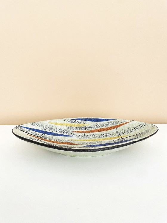 Plato Ovalado Ruscha Keramik: Cerámica de Pinceladas Abstractas de los Años 50, Era del Diseño Atómico (foto 3 de 12)