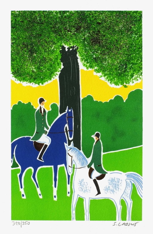 Serge LASSUS Chevaux et cavaliers 14 Signed lithograph 1990