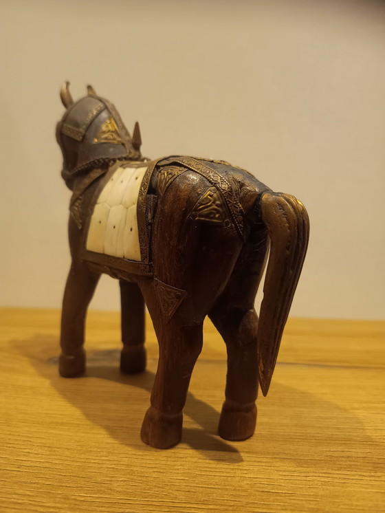 Image 1 of Holzpferd mit Elfenbein und Messing