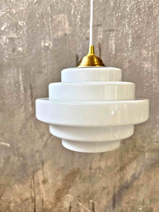 Lampe Bauhaus vintage 1/20, suspension, en verre soufflé à la bouche – hanglampen, Glass