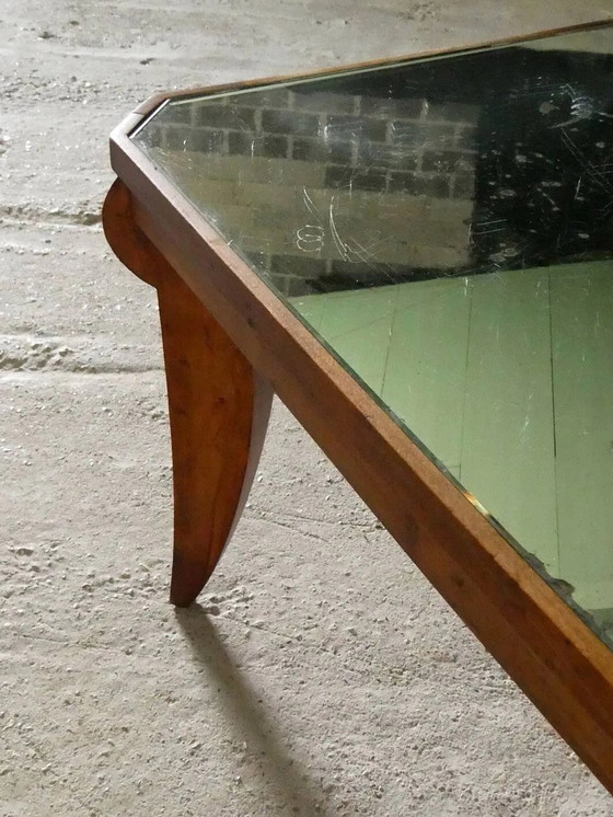 Art Deco coffee table in walnut and mirror, 1940 – Wood (photo 3 of 10)