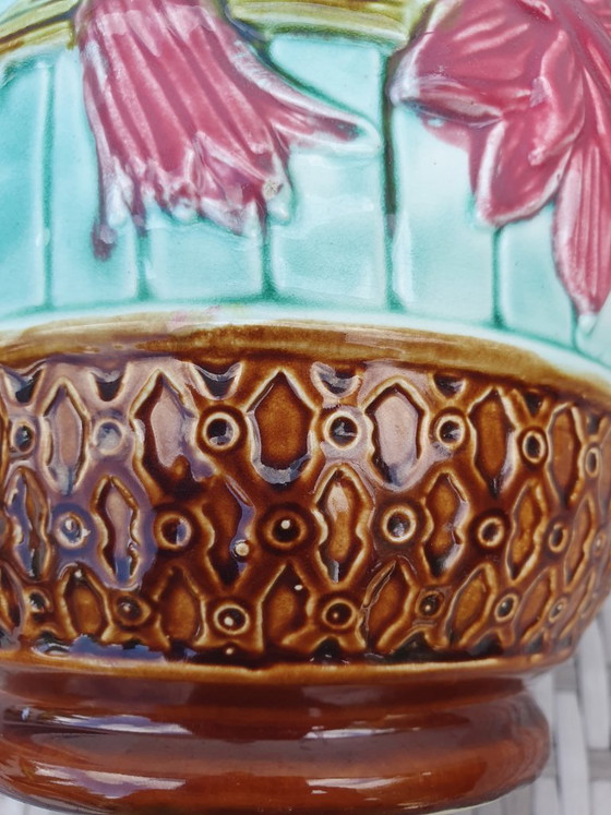Image 1 of Antique A.Mouzin-Lecat majolica can - ca 1900 - in good condition