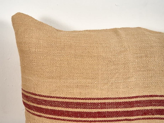 Cojín de lino natural con rayas rojas - Dimensiones: 50x70-3, Cojines, Rojo, Rustic (foto 6 de 6)