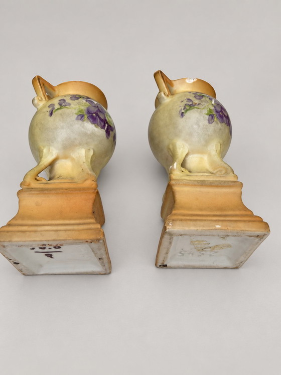 Antique 4-piece mantel Vases set Czecho-Slovakia – Art Nouveau ca. 1920 – "Made in Czecho-Slovakia", Porcelain (photo 4 of 9)