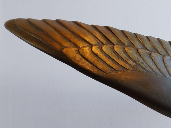 Large Art Deco Sculpture Rochard Seagull Zamak on Marble, polished steel, Brown (photo 8 of 13)