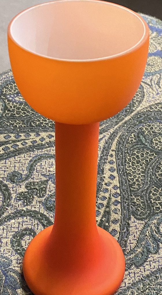 Image 1 of Vase Carlo Moretti en satin orange et blanc 24,5 cm