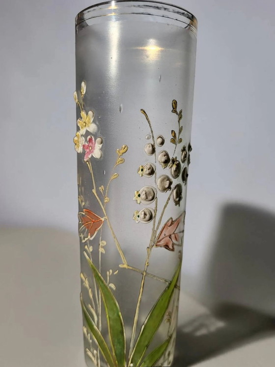 Art Nouveau enamelled glass cylinder vase – Crystal (photo 7 of 8)