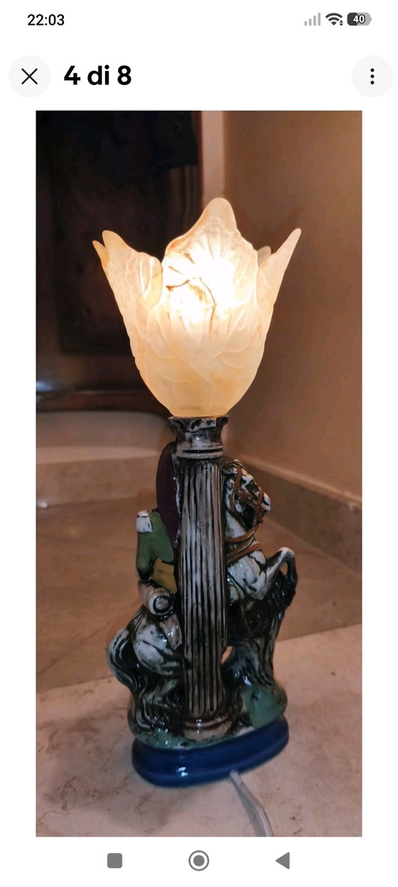 Official Biscuit Porcelain Horse Table Lamp – Glass (photo 5 of 9)