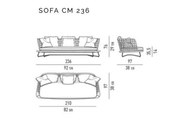 Image 1 of 1 x Canapé d'extérieur Minotti Rivera grand format 236 cm