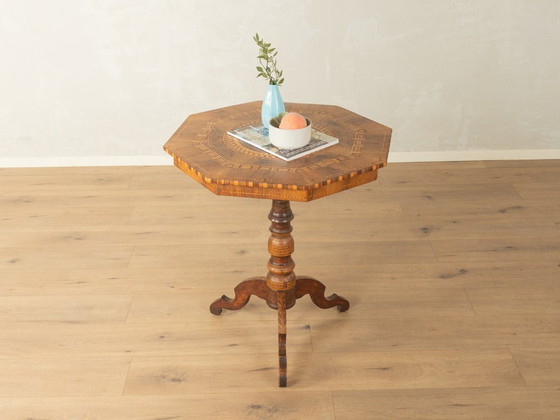 Antieke bijzettafel met inlegwerk, rond 1850 – Hout (photo 2 of 7)
