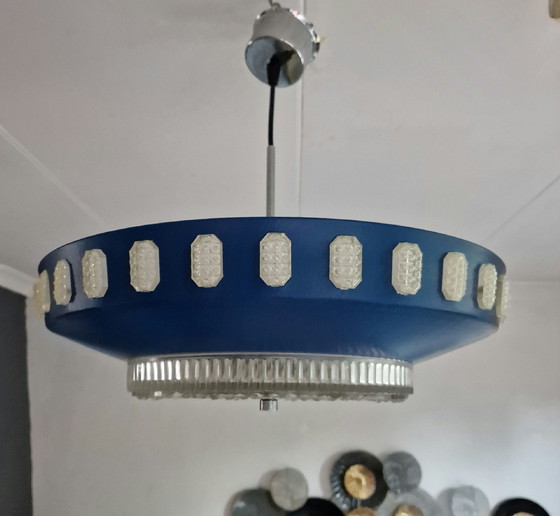 Image 1 of Vintage space age glas en metalen hanglamp