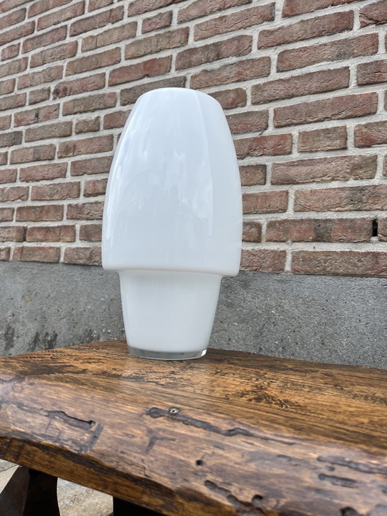Image 1 of Vintage white glass mushroom space age vase,
