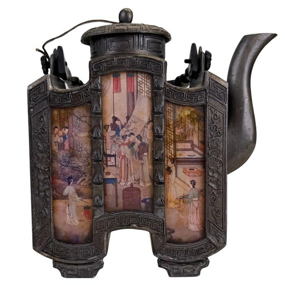 Antique Chinese Pewter Tea Set with Court Ladies & Symbolic Plum Blossom – Yan Yongli – Circa 1920 | (photo 7 of 10)
