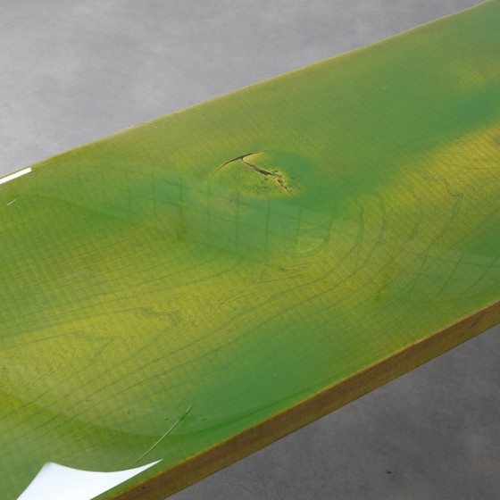 Image 1 of Unieke handgemaakte groene Epoxy Fusion Bank, jaren 1990
